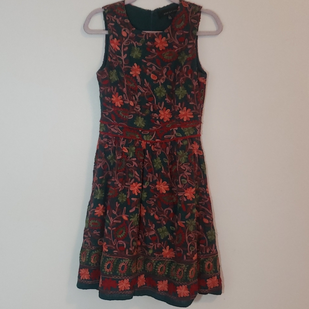 Anthropologie embroidered floral embellished dress